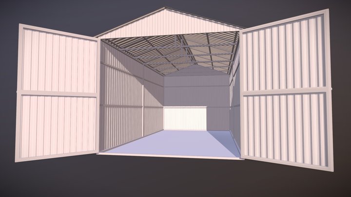Garage 6*3 m metal-frame corrugated sheet cover 3D Model