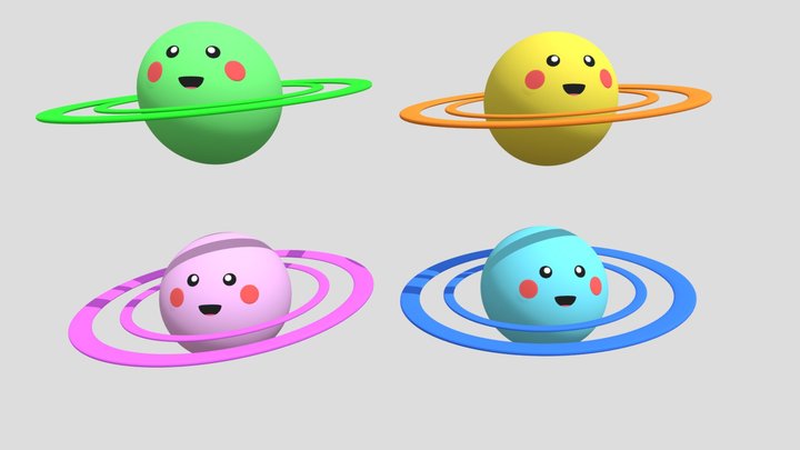 Cute Planet Set 3D Model