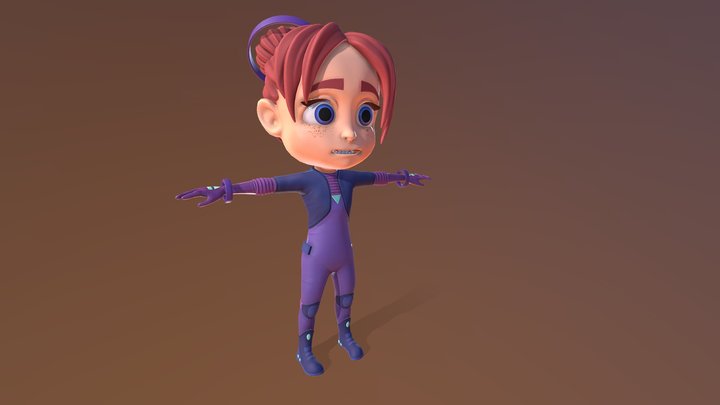 Little Girl retrofuturistic suit 3D Model