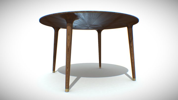 Oak dining table with "Lazy Susan" 3D Model