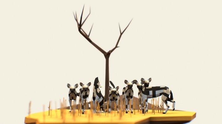 Painted Wolves, an Animal 3D Model by Studio Ochi (Thumbnail 1 of 4)