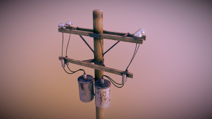 Utility Pole (PBR) 3D Model