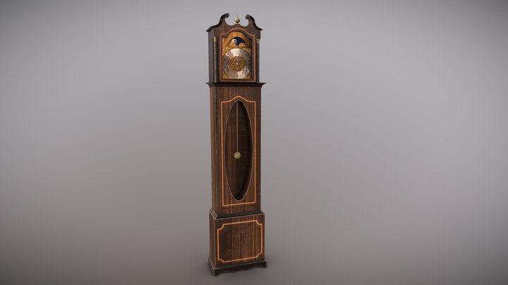 Old Victorian Grandfather Clock 3D Model