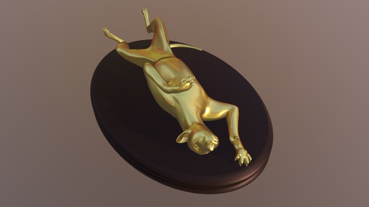 Statuette of a reclining panther 3D Model