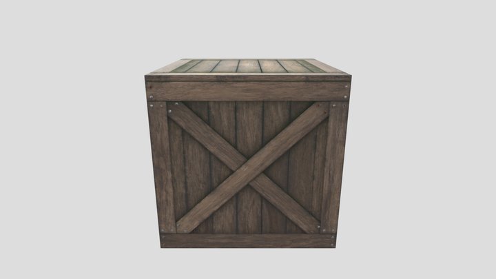 Low Poly Old Wood Crate 3D Model