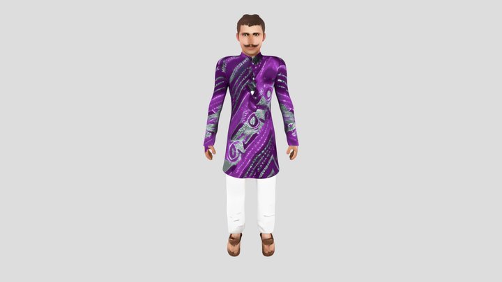 INDIAN VILLAGE MAN CHARACTER 3D MODEL PURPLE 3D Model
