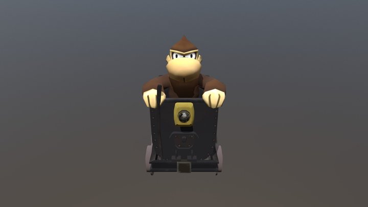 Ape In a MineCart 3D Model
