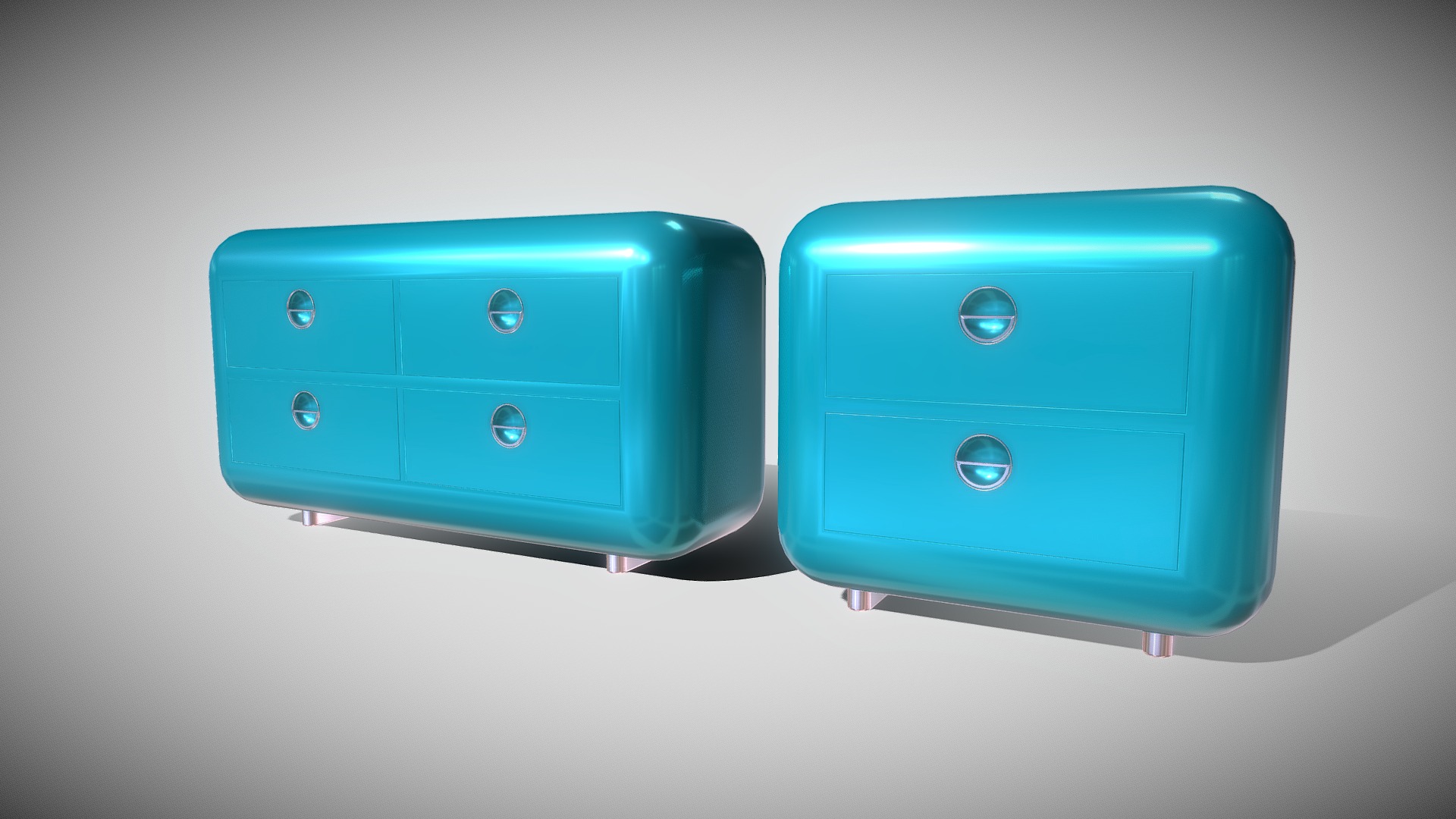 3D model Retro Cupboards (Blend File, OBJ, DAE) - This is a 3D model of the Retro Cupboards (Blend File, OBJ, DAE). The 3D model is about a couple of blue rectangular objects.