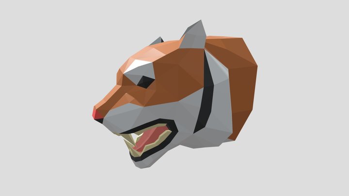 Low poly Tiger Head 3D Model