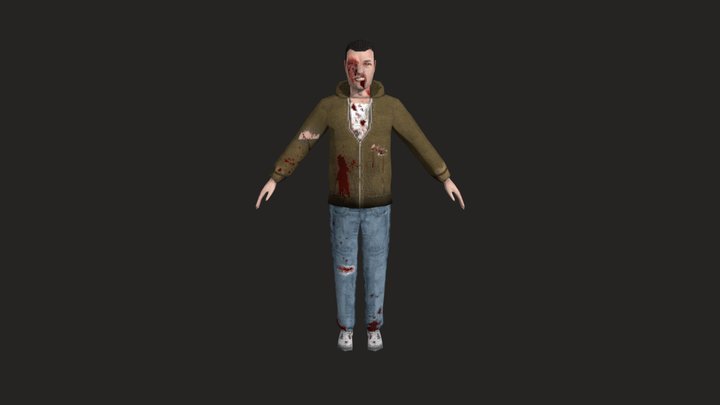 Zombie Civilian - PS1 PSX Style Character 3D Model