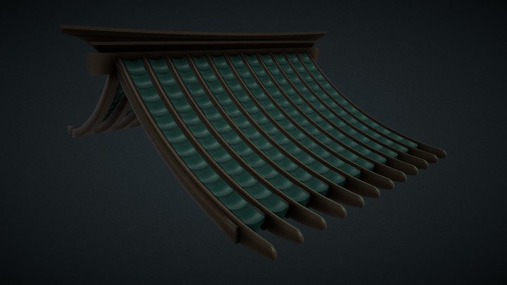 Japanese Temple Roof 3D Model