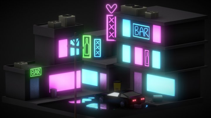 Cyberpunk City 3D Model
