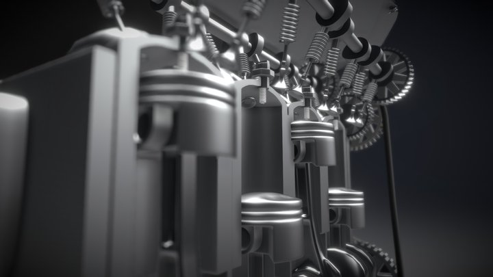[Animated] Honda S2000 4 cylinder Engine 3D Model