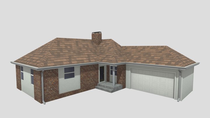 Ordinary American House. Type A 3D Model