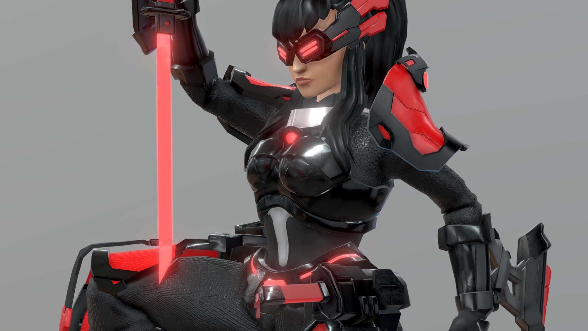 Tech Samurai ninja Girl - 3D model by Abdulkerim [93136c2] - Sketchfab