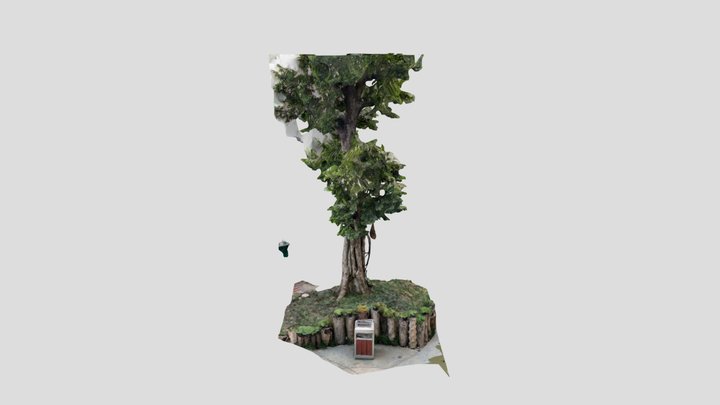 Tree with bin 3D Model