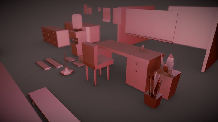 Lowpoly Office Kit 3D Model