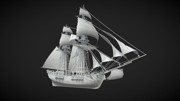 Ketch Ship 3D Model 3D Model
