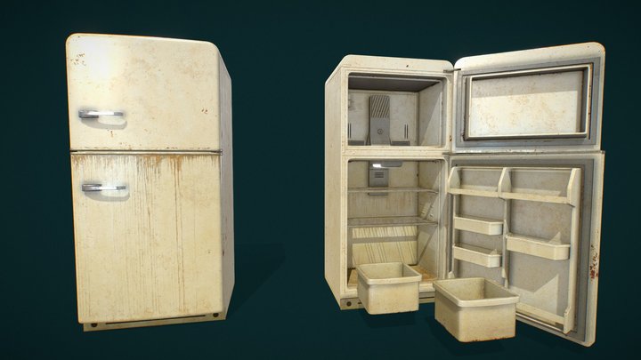 Retro Fridge 3D Model
