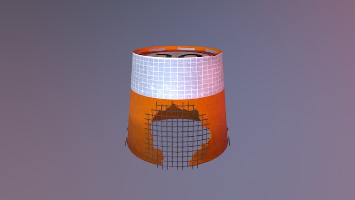 Traffic Cone - Bucket Helmet 3D Model