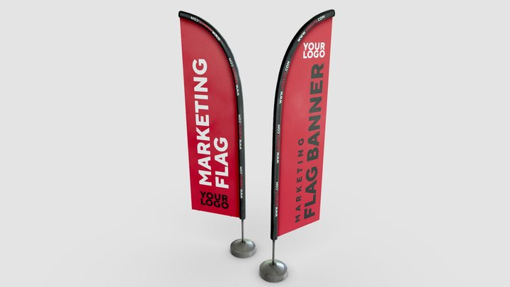 Marketing Flag Banner + Maya File 2023 (V-Ray 6) 3D Model