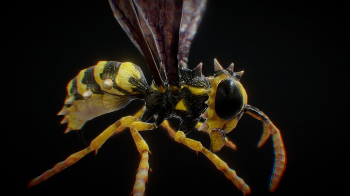 Horned Bat Wasp Monster Game Enemy 3D Model