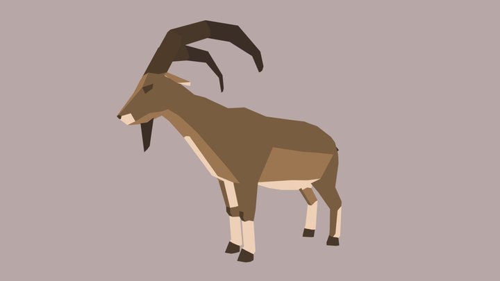 Low poly mountain goat 3D Model