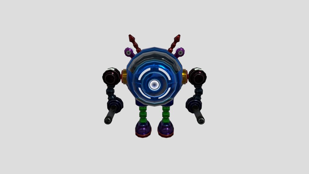 Scifi Sphere Metallic Robot Low Poly