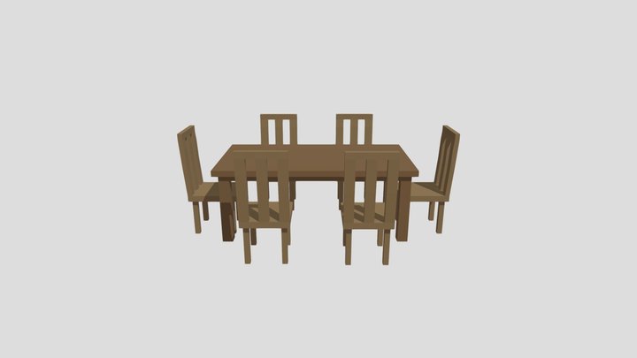 Table and Chairs - Low Poly 3D Model
