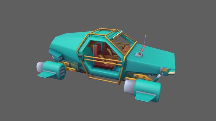 Flying buggy car (Retrofuturism) 3D Model