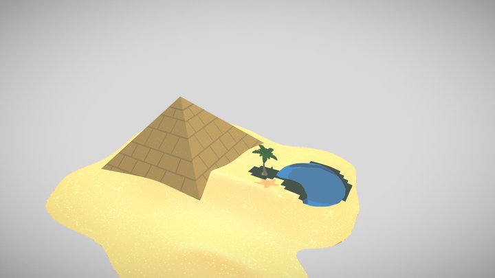Desert with Pyramid Diroama 3D Model
