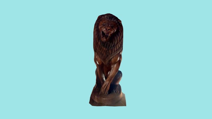Wooden lion statue 3D Model