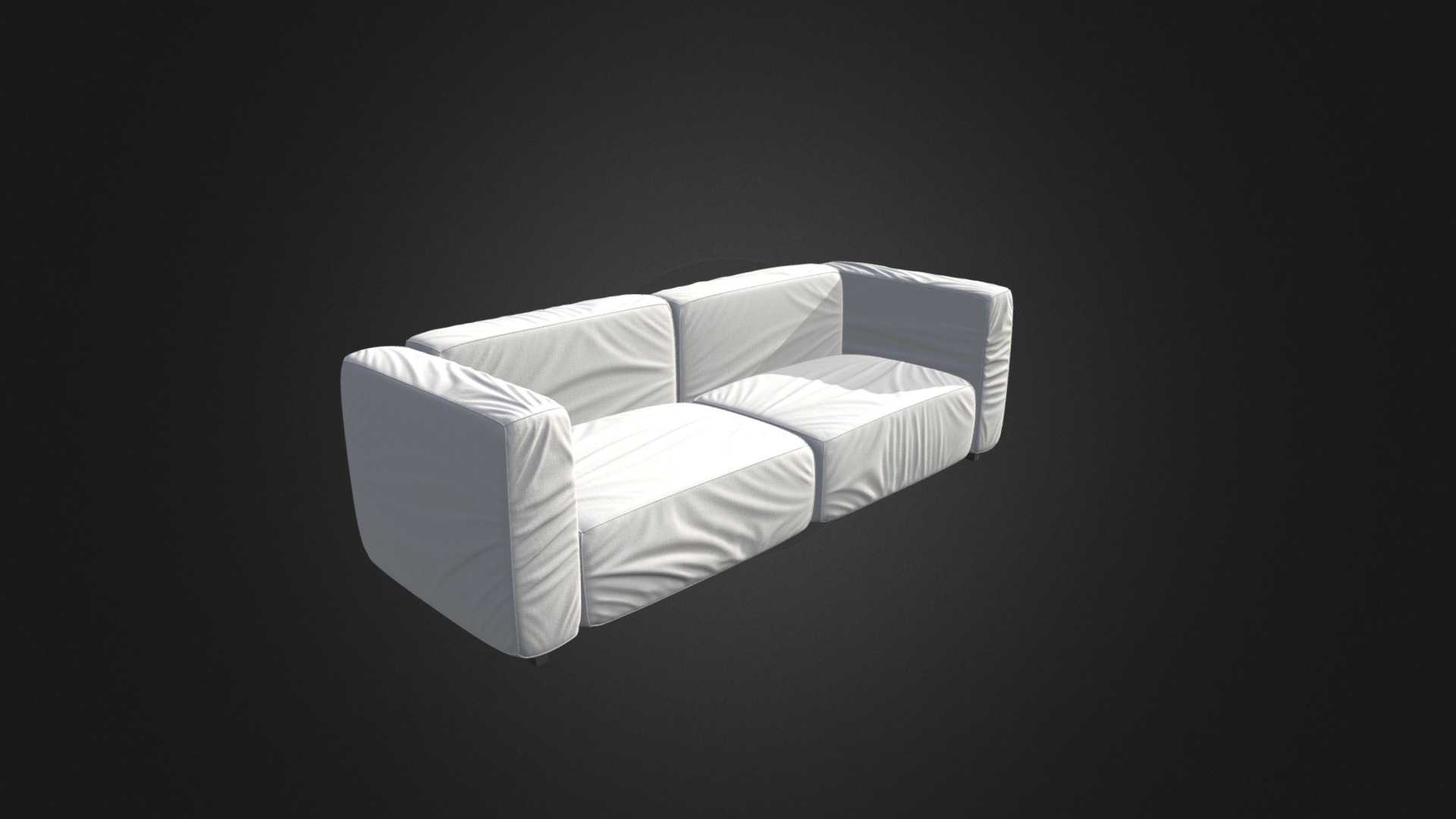 3D model White Sofa - This is a 3D model of the White Sofa. The 3D model is about a white pillow on a black background.