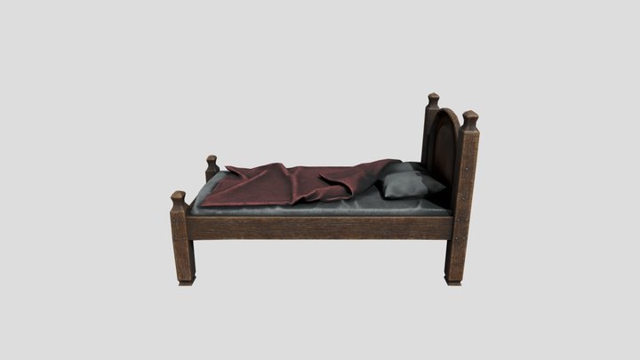 Wooden Bed 3D Model