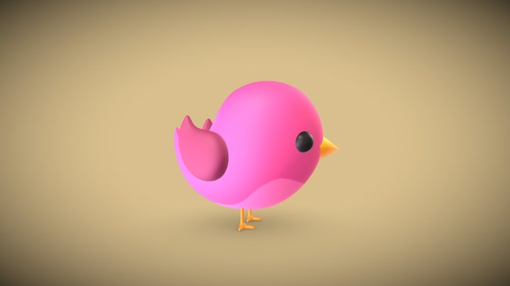 Cartoon Pink Birdie 3D Model