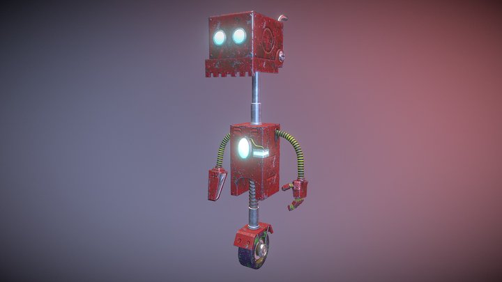 Damaged Cleaning Robot 3D Model