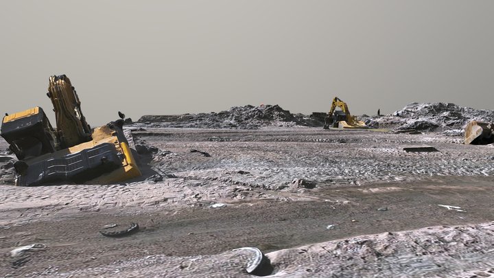 Stuck excavators on Lake Sairan. Almaty 3D Model