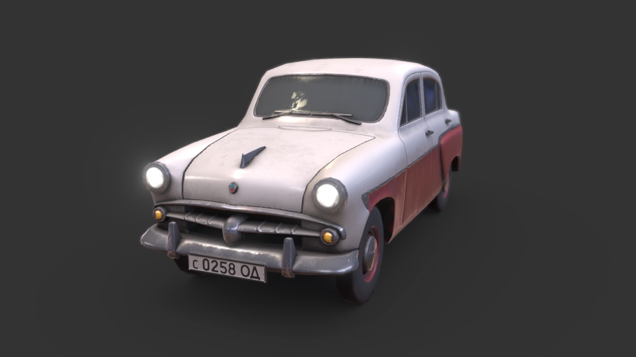 3D model Moskvitch 402 - This is a 3D model of the Moskvitch 402. The 3D model is about a car parked on a white background.