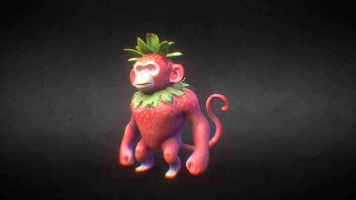 Chimpanzini Strawberrini 3D Model