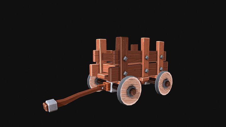 stylized wagon_fully hand painted texture 3D Model