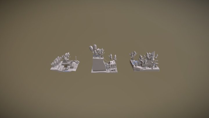 Forest Loner Diorama and House blockouts 3D Model