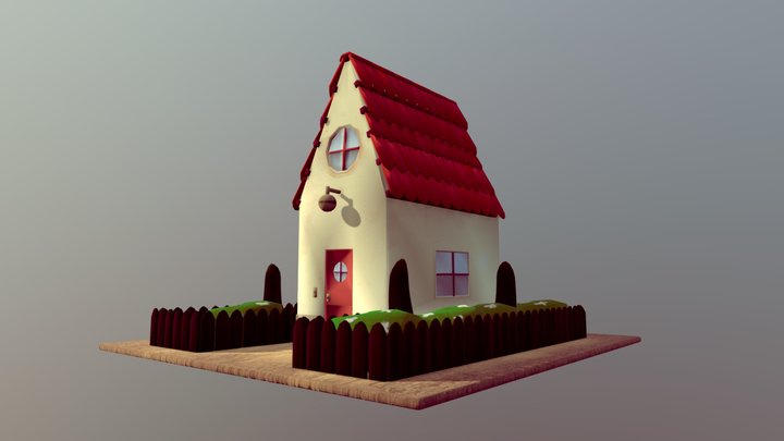 Little red house - Low Poly 3D Model