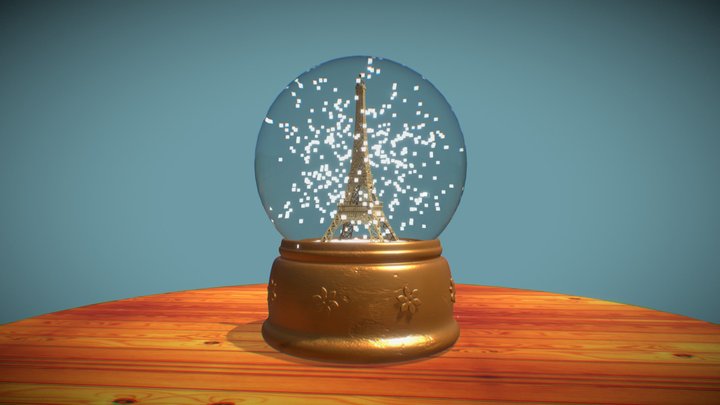 Glass Ball Eiffel Tower 3D Model