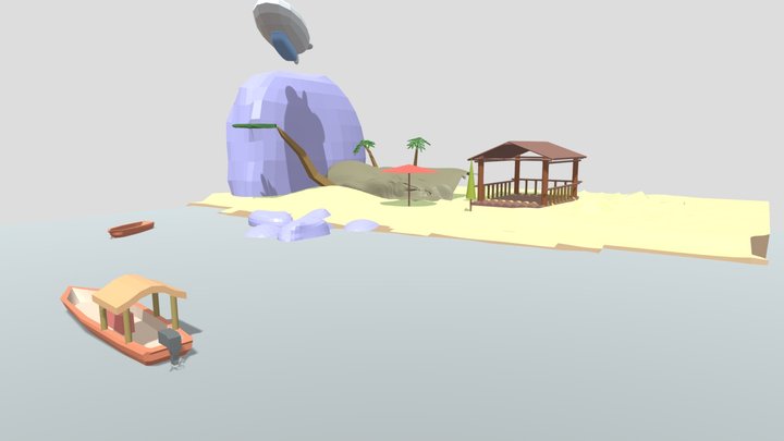 BEACH Low Poly Arts 3D Model