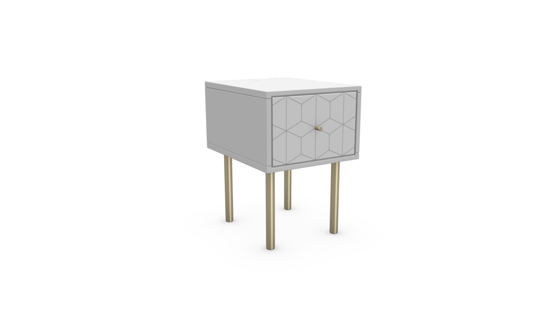 Hedra Bedside Table, Grey and Brass
