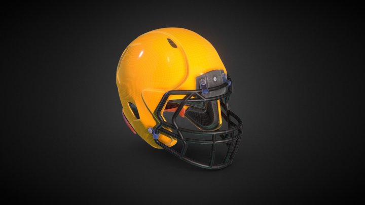 American football helmet - Remeshed - UV Mapped 3D Model