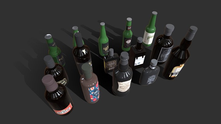 Alcoholic set – Kostenloses 3D-Modell STL