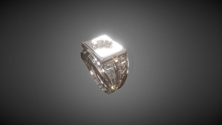 Jewel - Signet ring - Russian Two-Headed Eagle 3D Model