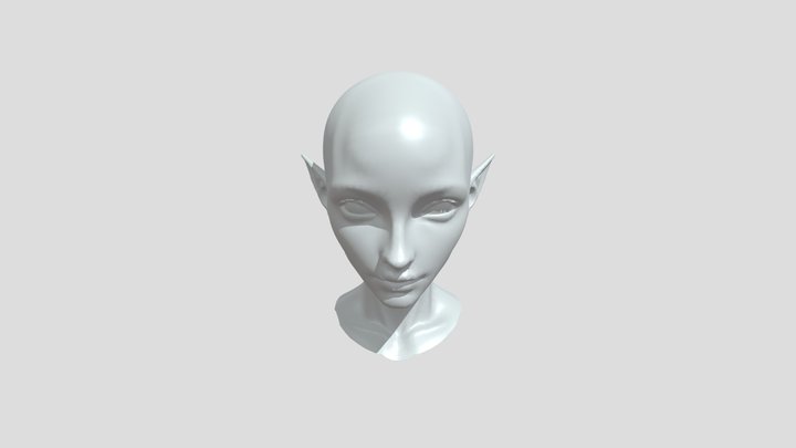 Elf - eared humanoid head 3D Model