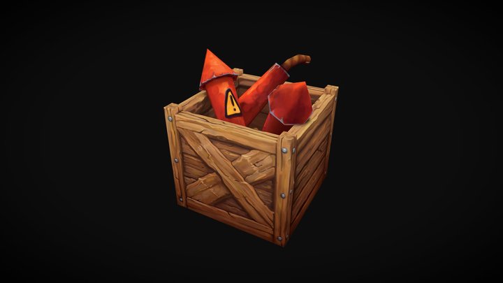 Stylized Crate of Fireworks 3D Model